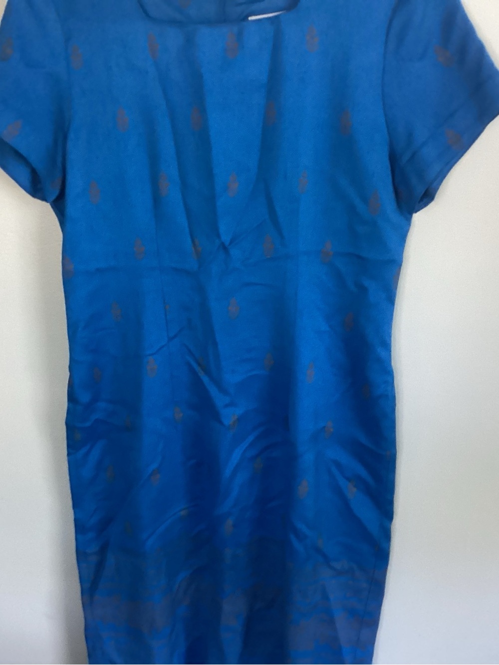 Casual Corner ANNEX Bright Blue Dress with Gold Motif